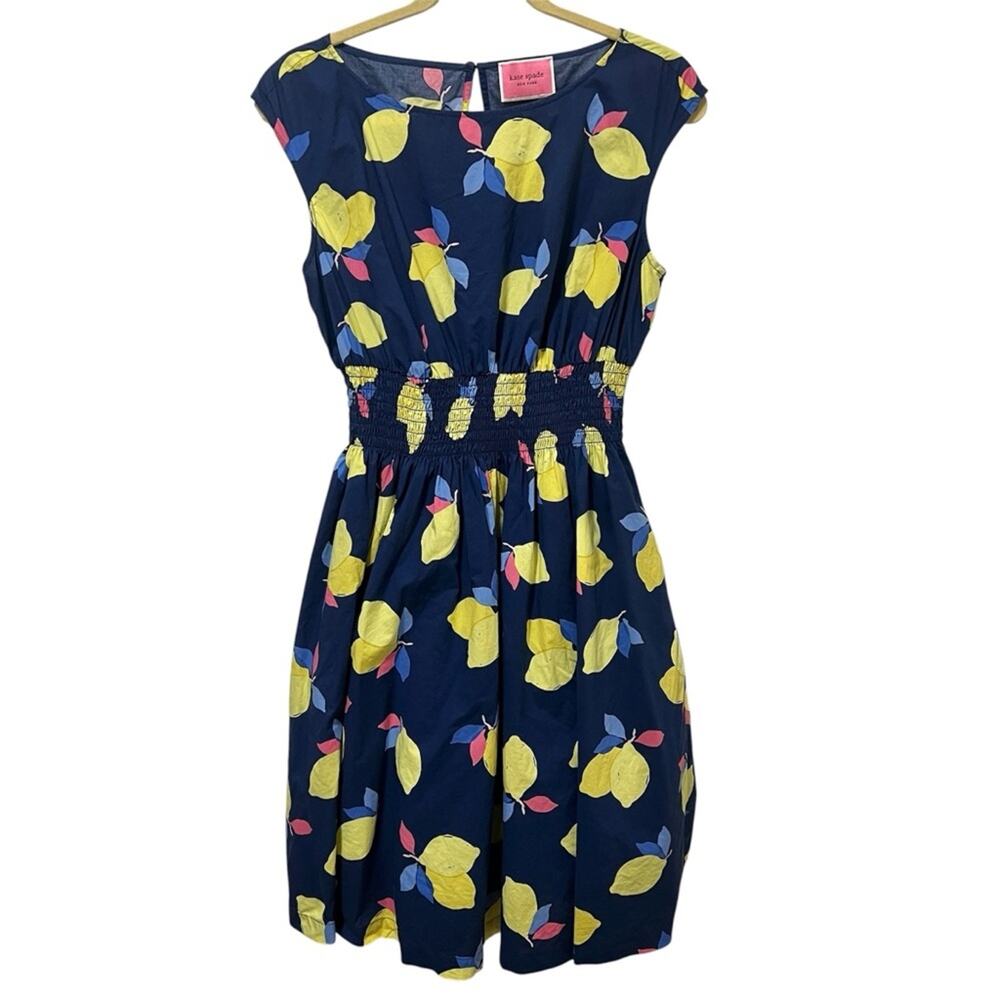Kate Spade Lemon Zest Blaire Dress 10 Navy Fit & Flare - Picture 2 of 6
